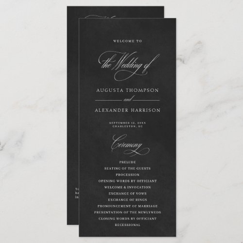 Black Velvet Texture Imitation Wedding Program