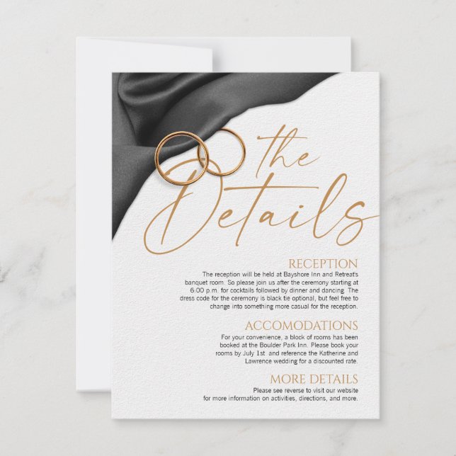 Black Velvet Wedding Details Card (Front)