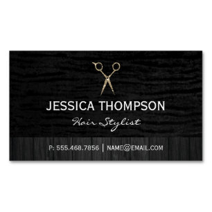 Black Velvet   Wood Trim Business Card Magnet