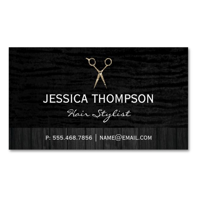 Black Velvet | Wood Trim Business Card Magnet (Front)