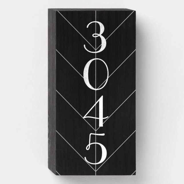 Black Vertical Chevron House Number Sign (Front Vertical)
