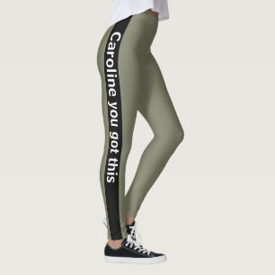 Black Vertical Stripe Add Text Warm Gray Leggings