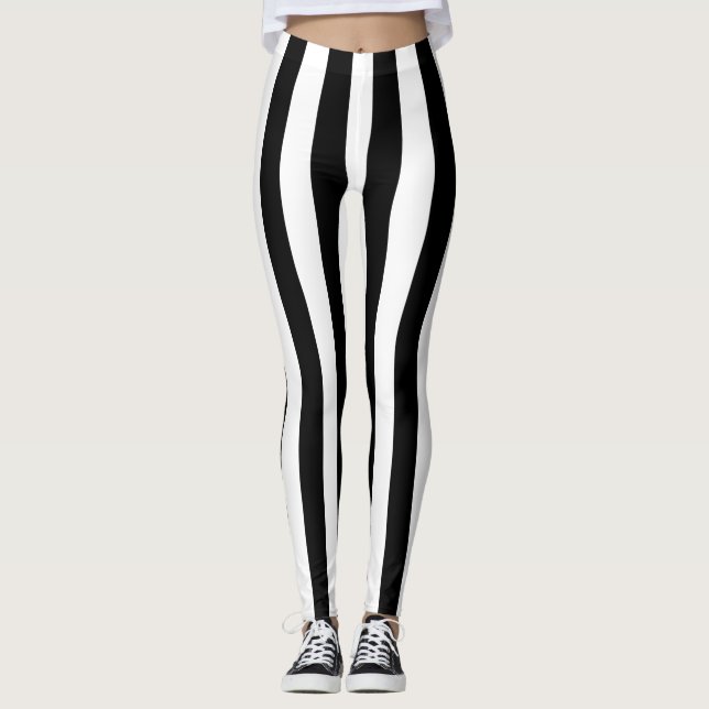 Black Vertical Stripes Leggings (Front)
