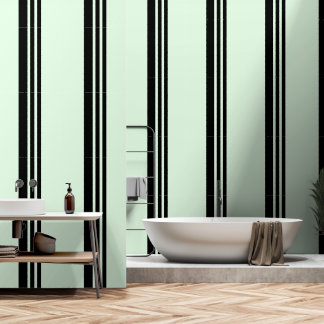 Black Vertical Stripes On Pale Green Wallpaper