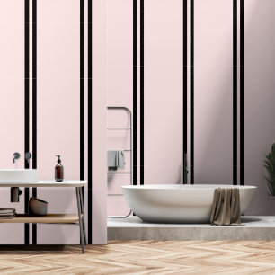 Black Vertical Stripes On Pastel Pink Wallpaper