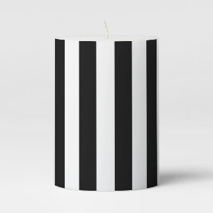 Black Vertical Stripes Pillar Candle