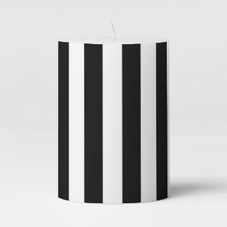 Black Vertical Stripes Pillar Candle