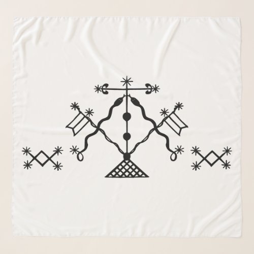 Black Veve of Damballah on White Scarf