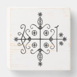 Black Veve of Papa Legba on White Wooden Box Sign