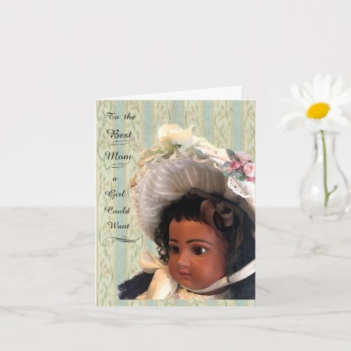 Black Victorian Antique Doll Card for Mom