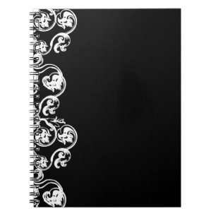 Black Victorian Scroll Notebook