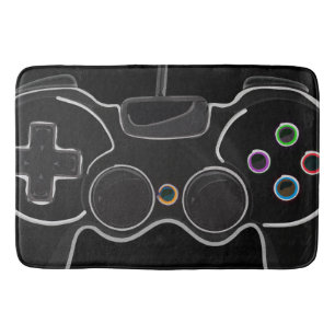Black Video Game Controller Gamer Bathroom Mat