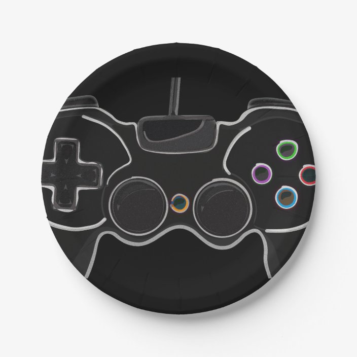 Black Video Game Controller Gamer Birthday Party Paper Plate | Zazzle.com