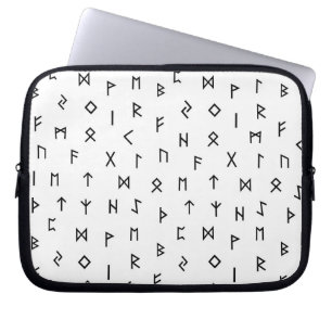 Black Viking Runes on White Background Laptop Sleeve