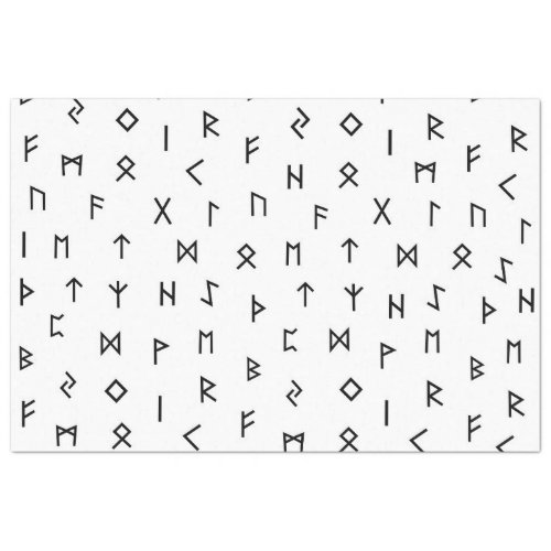 Black Viking Runes on White Background Tissue Paper