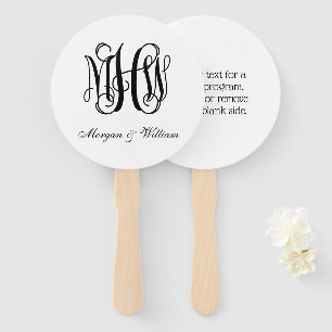 Black Vine Script Monogram B&G DIY BG Hand Fan