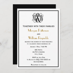 Black Vine Script Monogram B&G DIY BG Wedding Invitation
