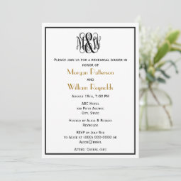 Black Vine Script Monogram DIY BG Rehearsal Stars Invitation | Zazzle