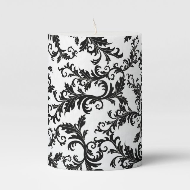 Black Vines Pillar Candle (Front)