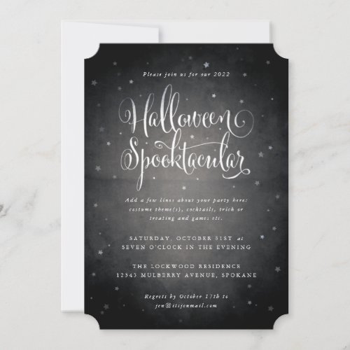 Black Vintage Aged Halloween Spooktacular Stars Invitation