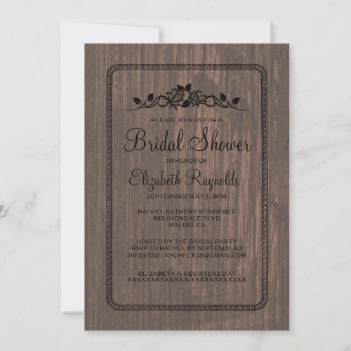 Black Vintage Barn Wood Bridal Shower Invitations