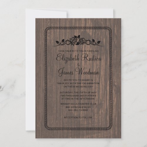Black Vintage Barn Wood Wedding Invitations