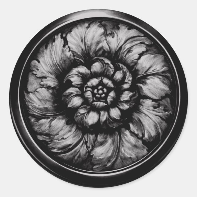 Black Vintage Baroque Embossed Look Seal (Front)