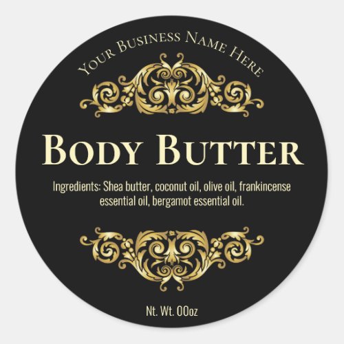 Black Vintage Body Butter Labels
