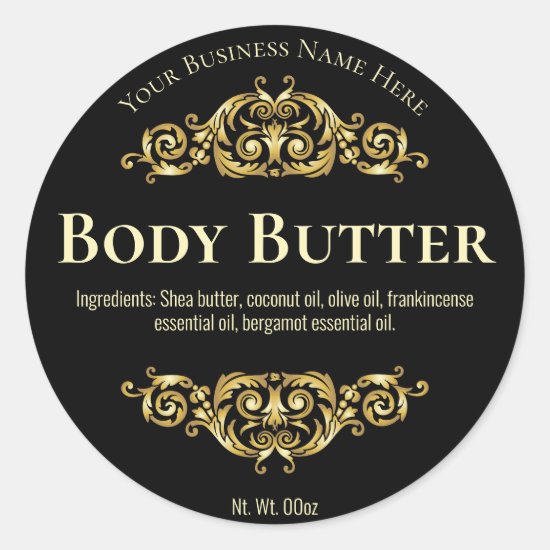 Black Vintage Body Butter Labels