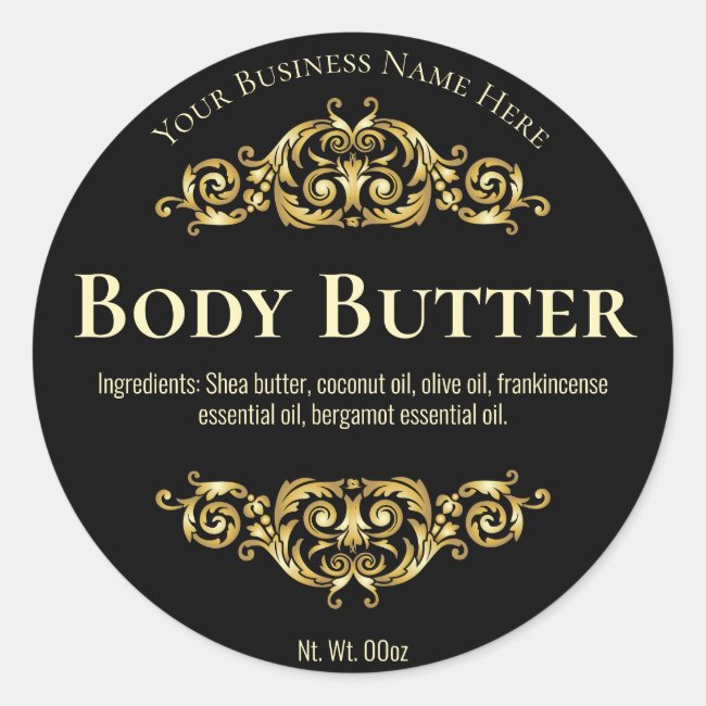 Black Vintage Body Butter Labels