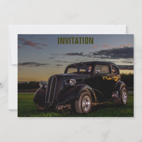 Black Vintage Car Invitation