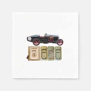 Black Vintage Car Paper Napkins