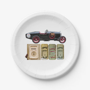 Black Vintage Car Paper Plates