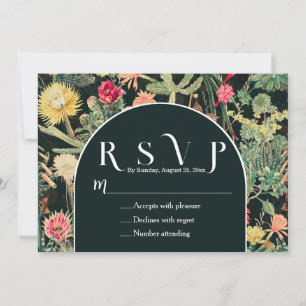 Black Vintage Colorful Cactus Invitation