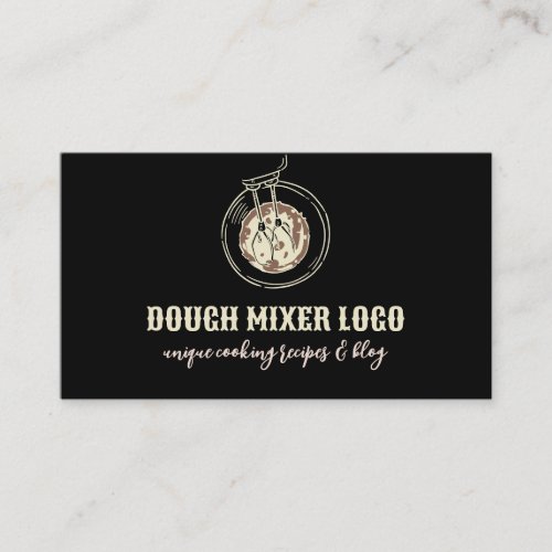 Black Vintage Dough Mixing Bakery Pastry Business Card