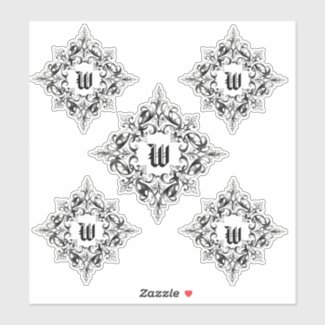 Black Vintage Elaborate Cutwork, Assorted Sizes Sticker