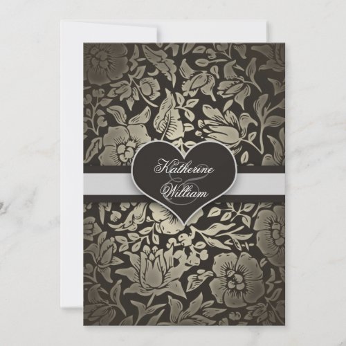 black vintage engagement party invitations