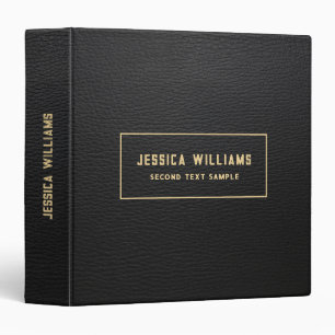 Black Vintage Faux Leather Gold Typography 3 Ring Binder