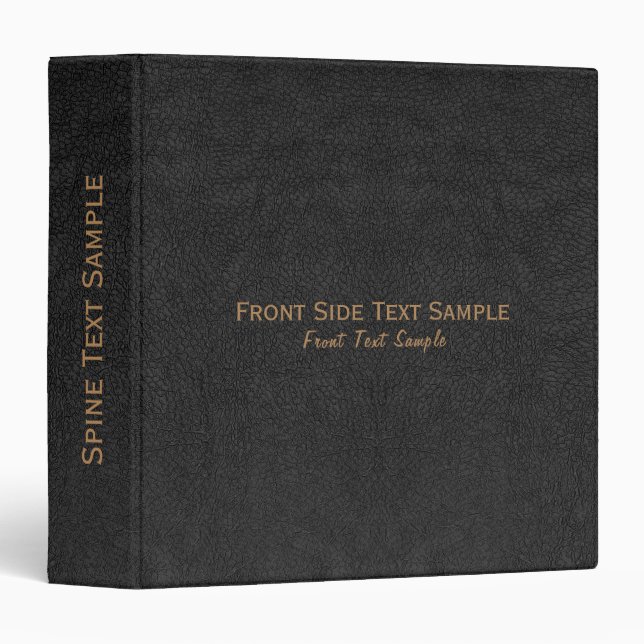 Black vintage faux leather texture 3 ring binder (Front/Spine)