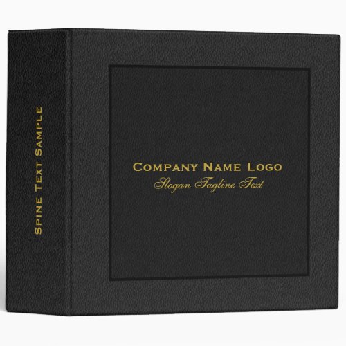 Black vintage faux leather texture Gold Typography 3 Ring Binder