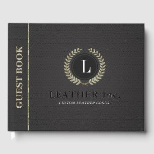 Black vintage faux lente glitter accents guest book