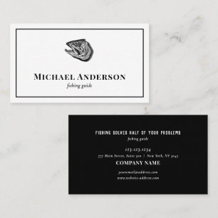 Black Vintage Fishing Guide Professional Fisherman Business Card