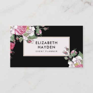 Black vintage Floral business card