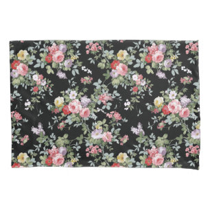 Black Vintage Floral Pillowcase Set