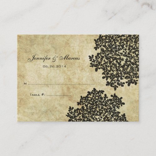 Black Vintage Floral Seating Card Business Card Templates
