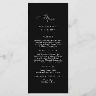 Black Vintage Floral Wedding Menu