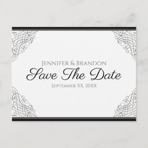 Black Vintage Frame Save The Date Announcement Postcard