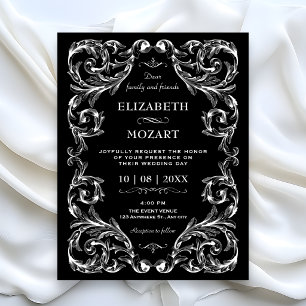 Black Vintage Gothic wedding Invitation