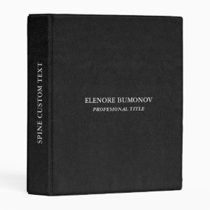 Black Vintage Leather Texture Gray Typography Mini Binder