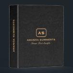 Black vintage Leather texture Yellow Typography Mini Binder<br><div class="desc">Luxury black vintage faux leather texture image with customizable yellow typography. Customizable e initials monogram.</div>